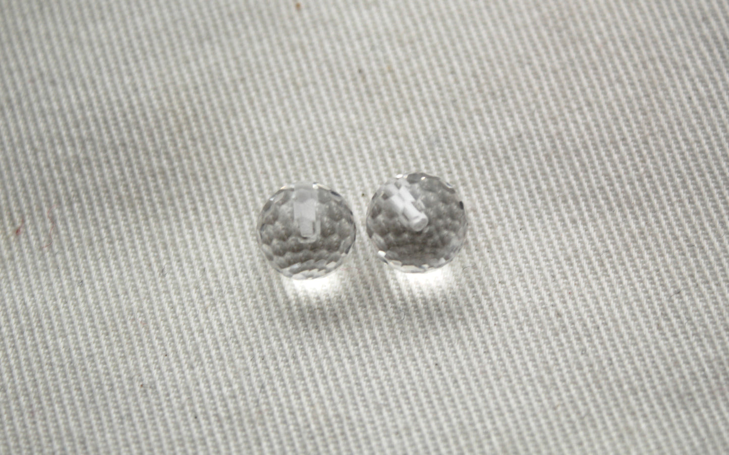 TWO Faceted Crystal balls Gemstone 8MM half drilled Clear