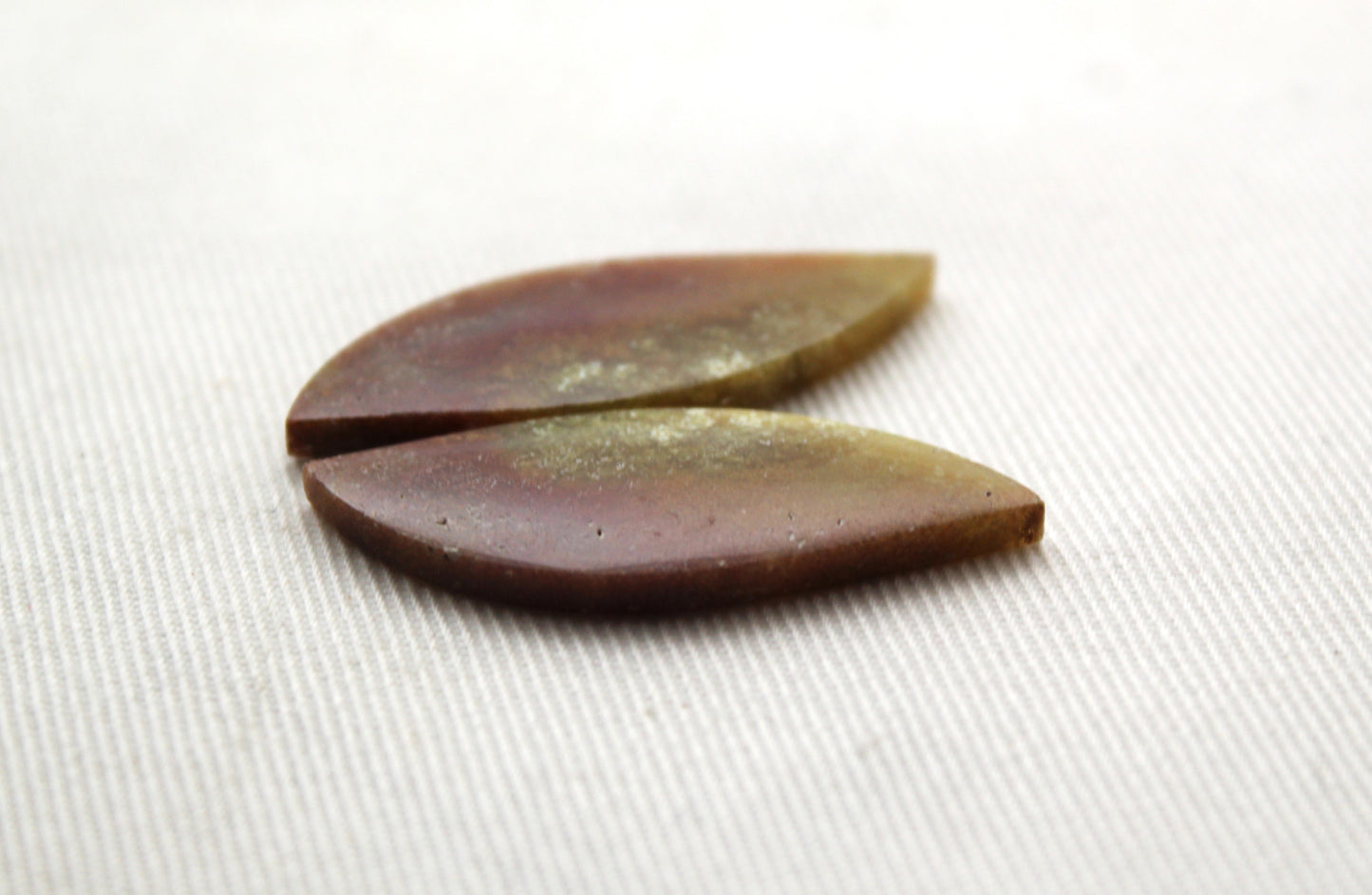 Opalized Petrified Wood Cabochon Pair  green gemstone