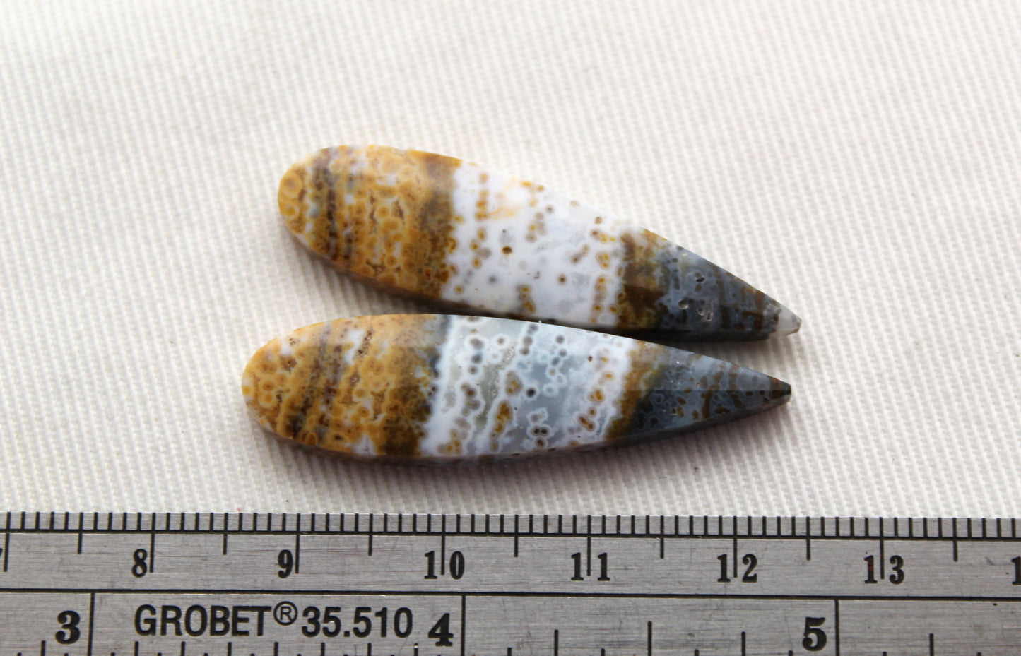 Blue River Jasper Cabochon Pair Gemstone teardrop