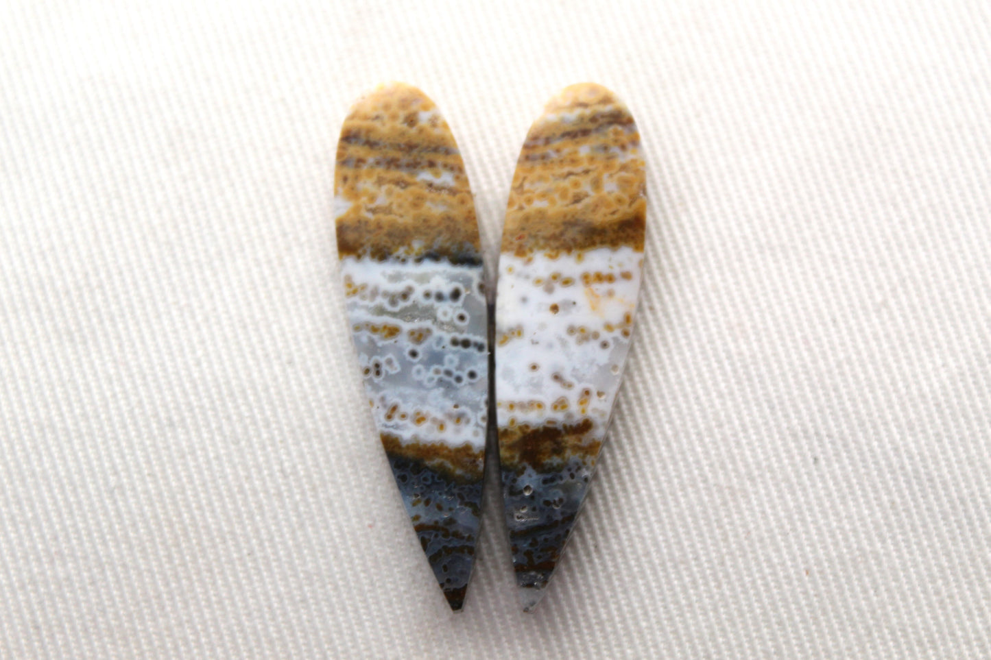 Blue River Jasper Cabochon Pair Gemstone teardrop