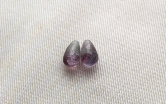 Two teardrop of Fluorite Gemstones  6X10MM