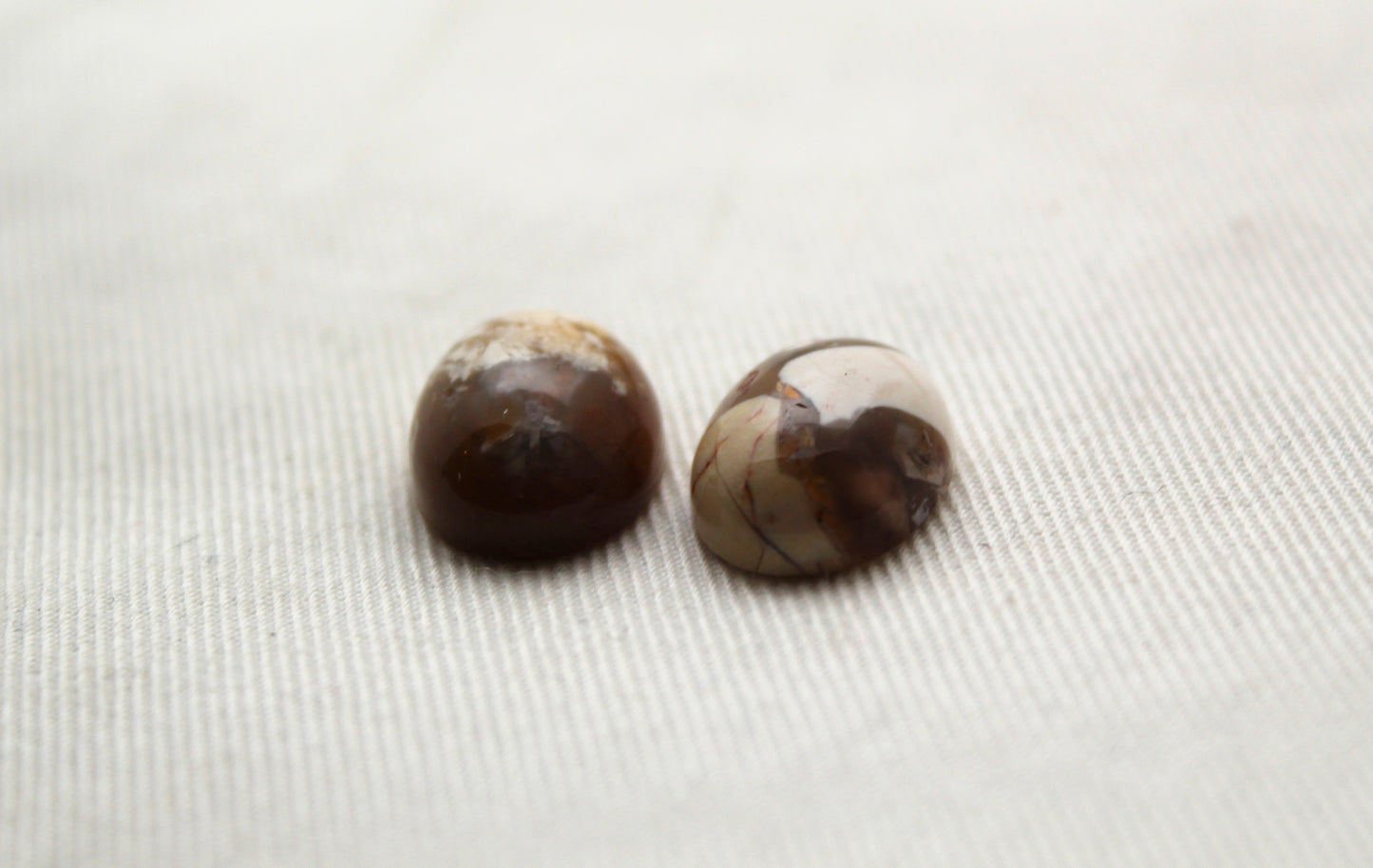 TWO oval cabochons of Brecciated Mookaite Gemstones 12X16MM