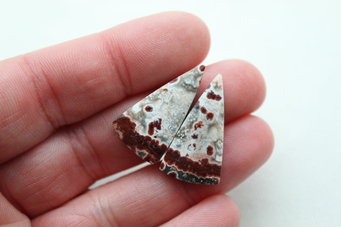 Multicolor River Jasper Pair Cabochon Gemstone triangle