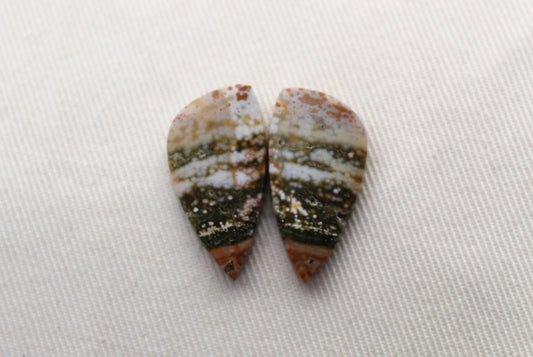 Multicolor River Jasper Pair Cabochon Gemstone