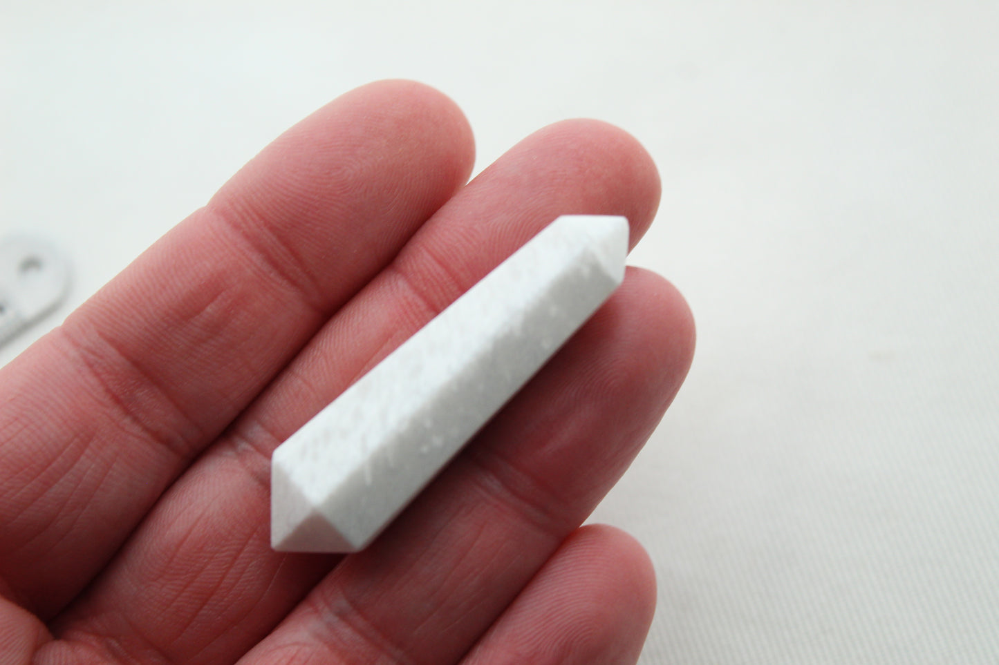 White scolecite double point Tower gemstone pendant size UNDRILLED