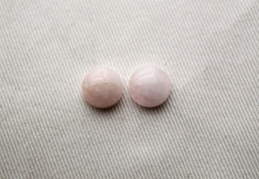 TWO Morganite cabochons Gemstones round 10MM