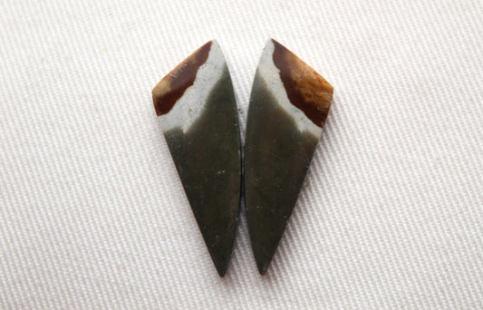 Matching pair of polychrome Jasper Cabochons