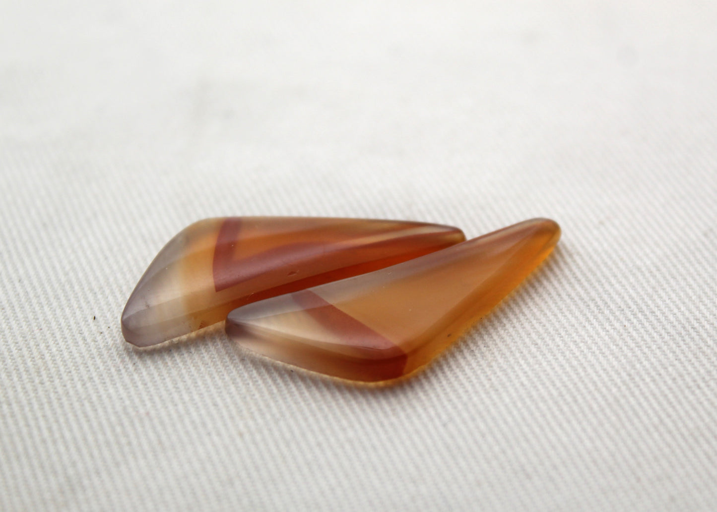 Brazilian Agate Cabochon Pair Gemstone Crescent