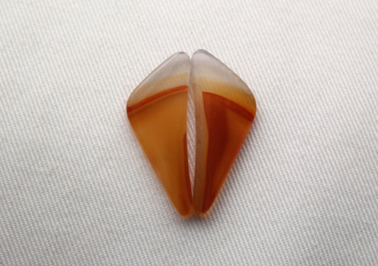 Brazilian Agate Cabochon Pair Gemstone Crescent