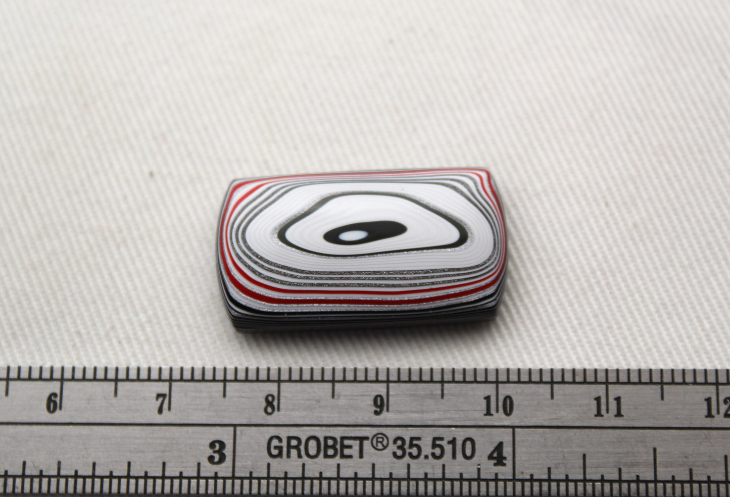 Rectangle Fordite Cabochon white black red