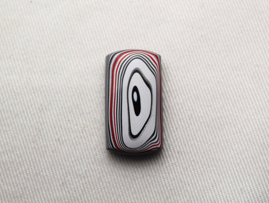 Rectangle Fordite Cabochon white black red