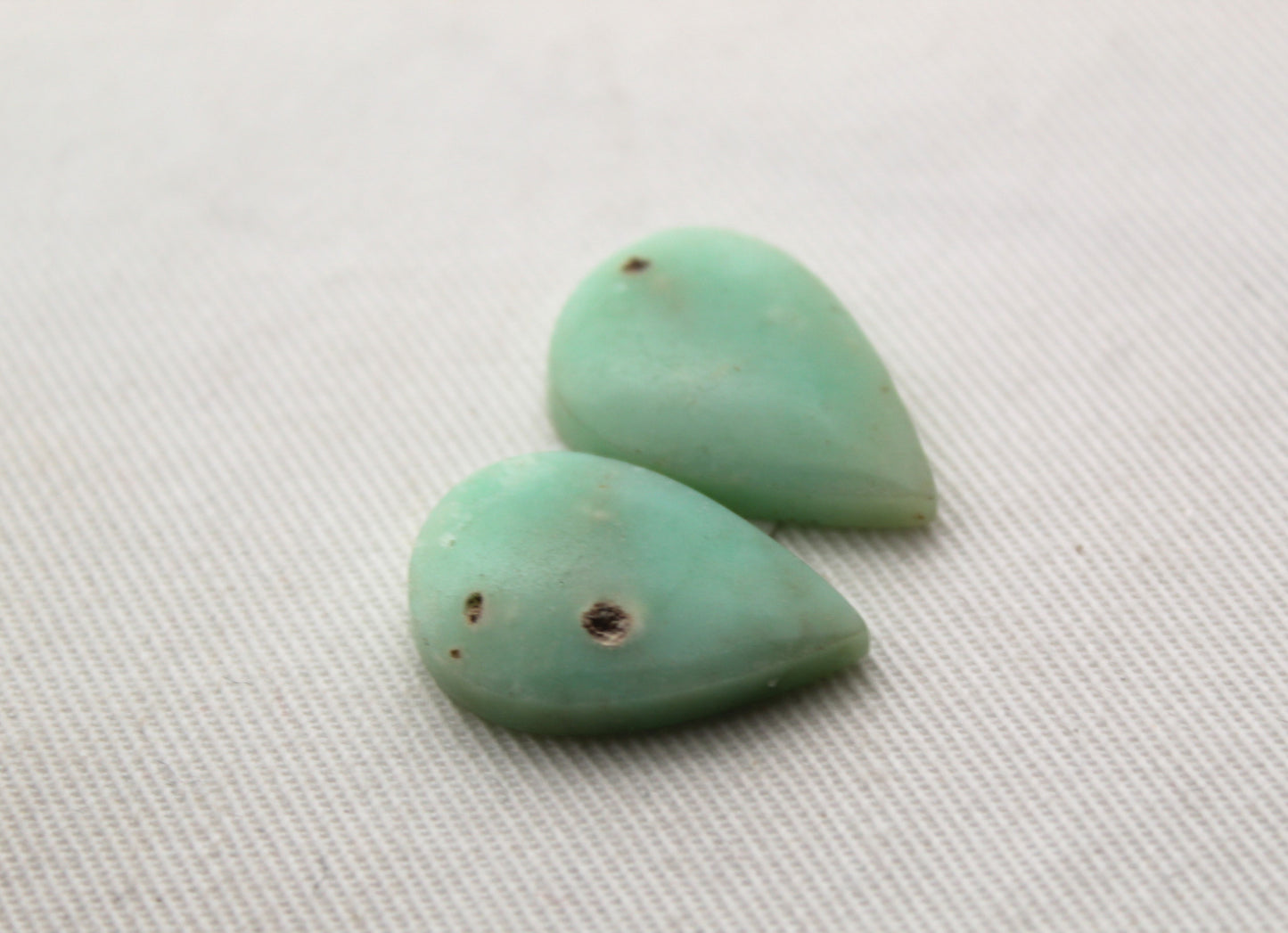 Chrysoprase Cabochon Pair Gemstone light green Drop