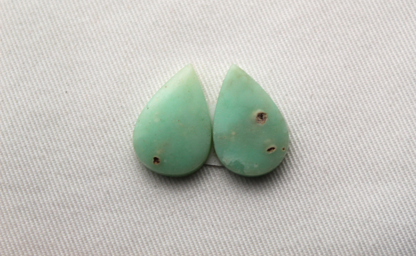 Chrysoprase Cabochon Pair Gemstone light green Drop