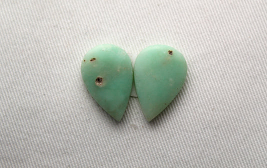 Chrysoprase Cabochon Pair Gemstone light green Drop