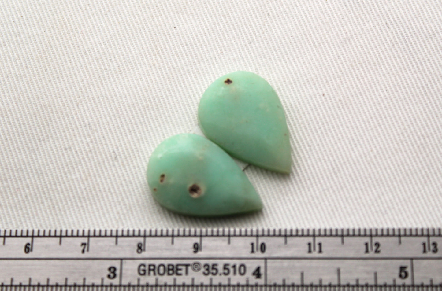 Chrysoprase Cabochon Pair Gemstone light green Drop