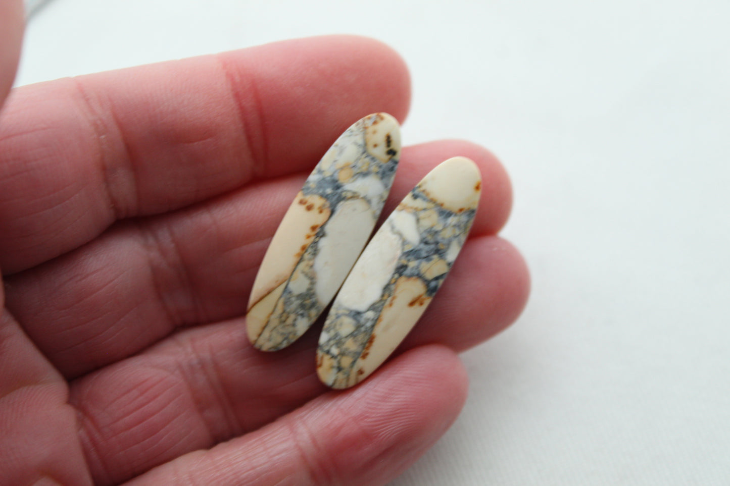 Small Maligano Jasper cabochons pair Gemstone oval