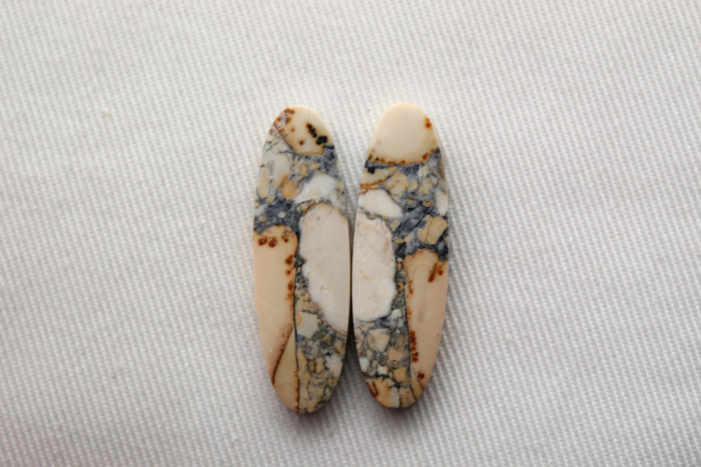 Small Maligano Jasper cabochons pair Gemstone oval