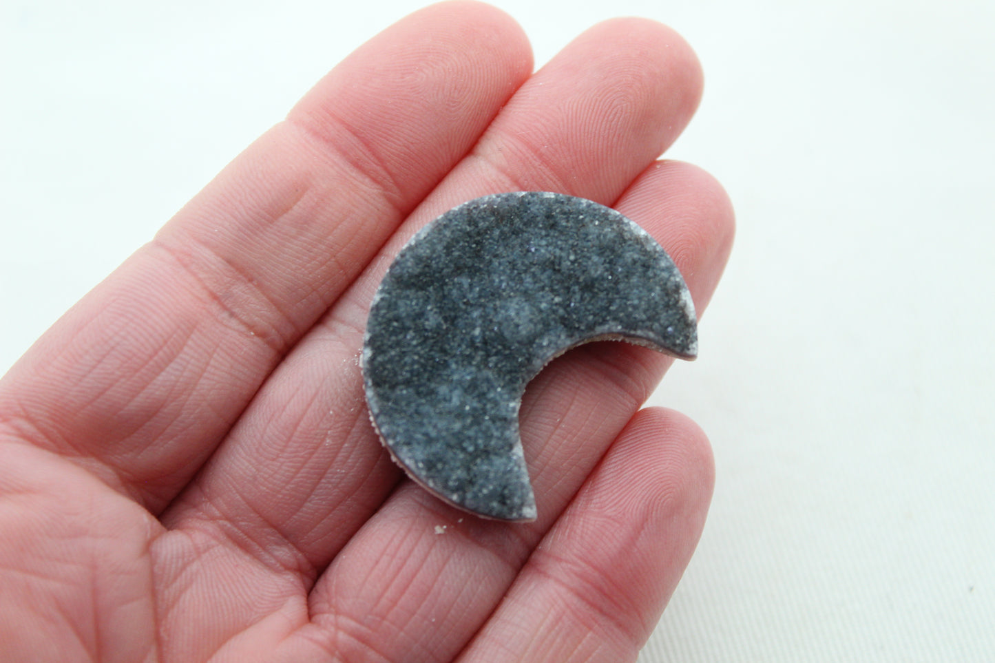 Black Crescent Druzy Cabochon