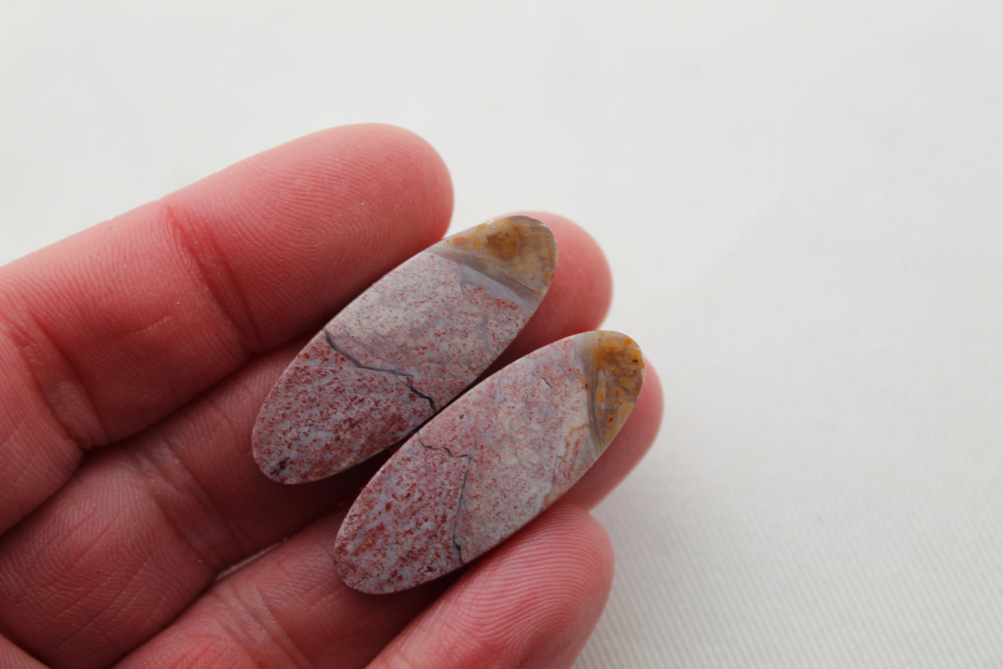 Multicolor Agate Pair Cabochons Gemstone oval