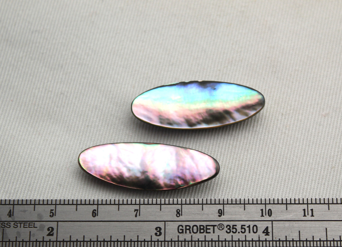 Lot de DEUX Abalone en forme de pétale arrondi 12x35Mm