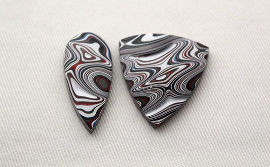 TWO Fordite Cabochon multicolors