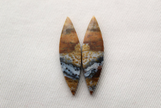 River Jasper Cabochon Pair Gemstone marquise