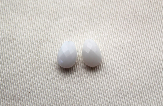 Set of two Chalcedony faceted drop Beads Gemstones