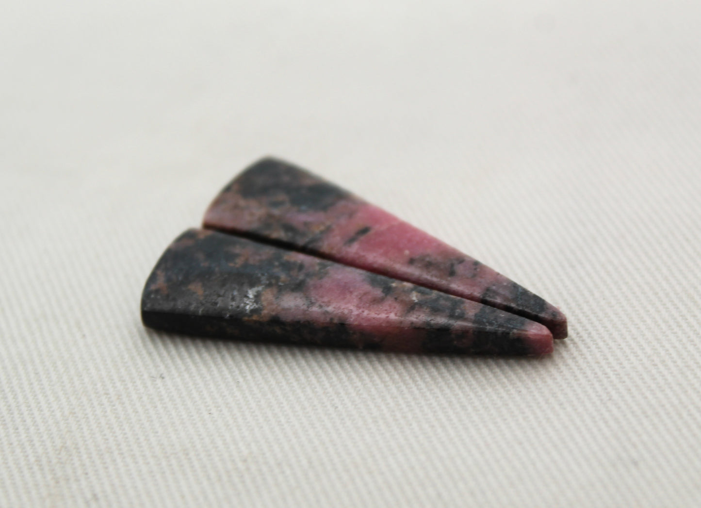 Pair of Rhodonite Cabochons Gemstone pink black