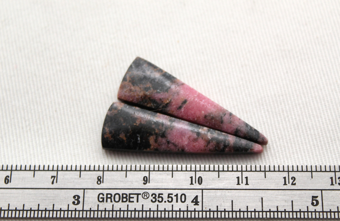 Pair of Rhodonite Cabochons Gemstone pink black