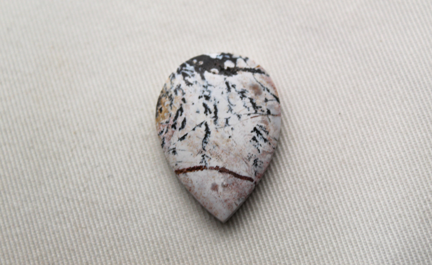 Dendritic Agate Cabochon Gemstone pear white black gemstone