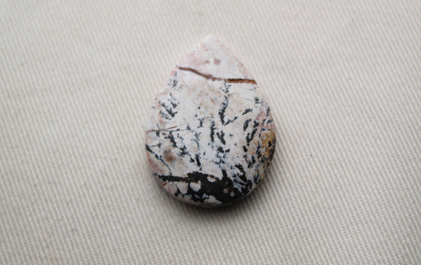 Dendritic Agate Cabochon Gemstone pear white black gemstone