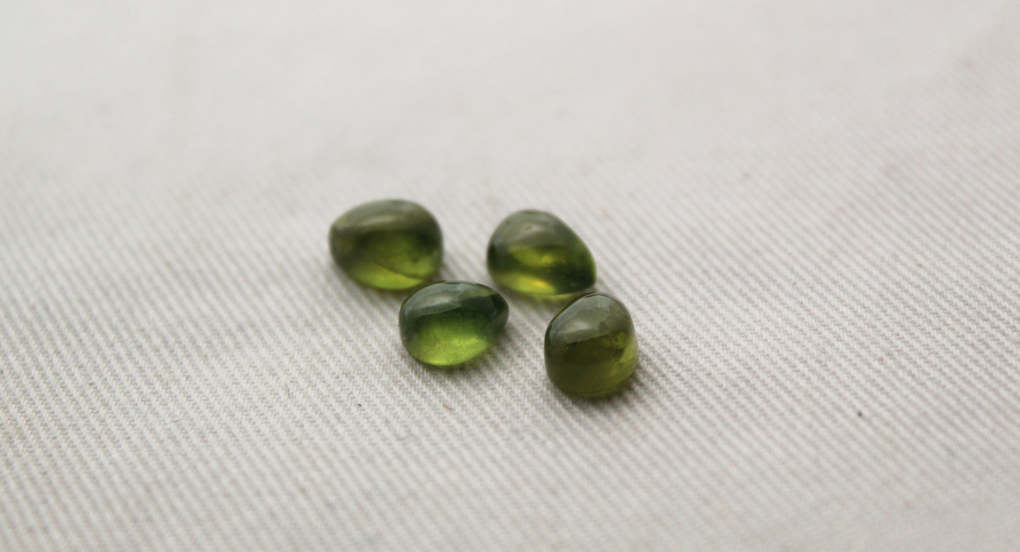 FOUR Vasonite Teardrop Cabochons Green 8X6MM