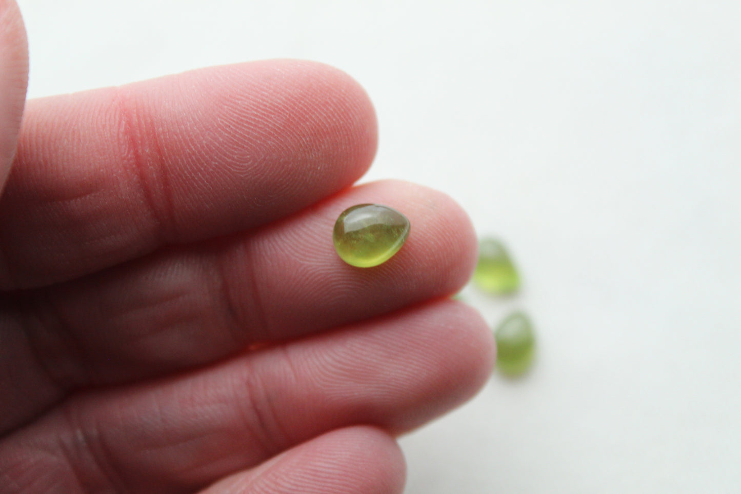 FOUR Vasonite Teardrop Cabochons Green 8X6MM