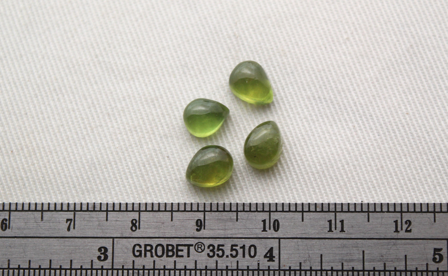 FOUR Vasonite Teardrop Cabochons Green 8X6MM