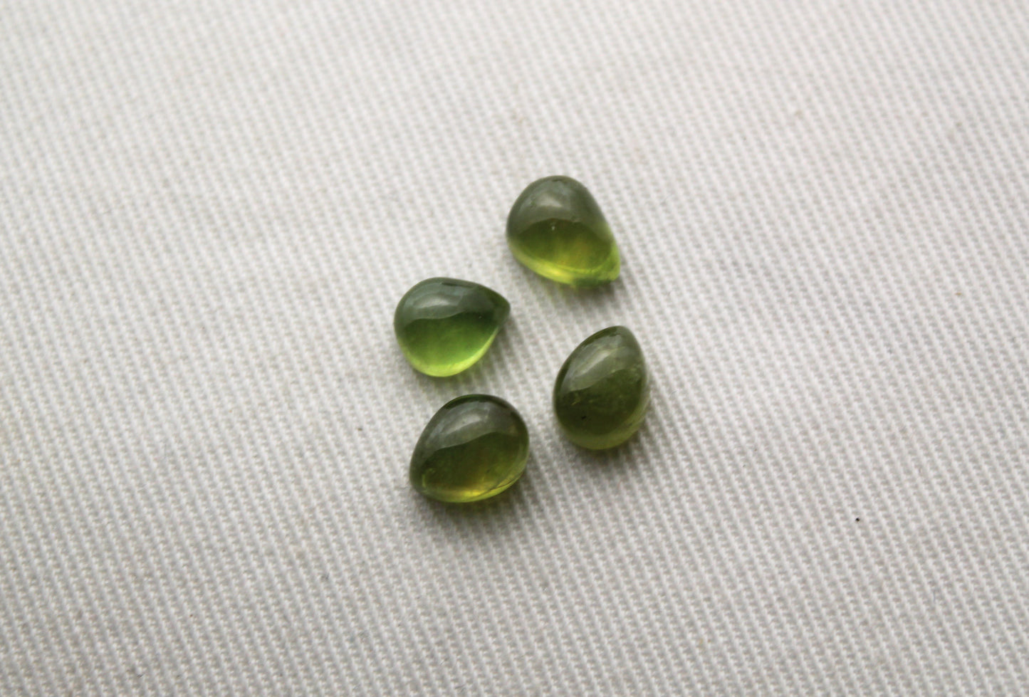 FOUR Vasonite Teardrop Cabochons Green 8X6MM