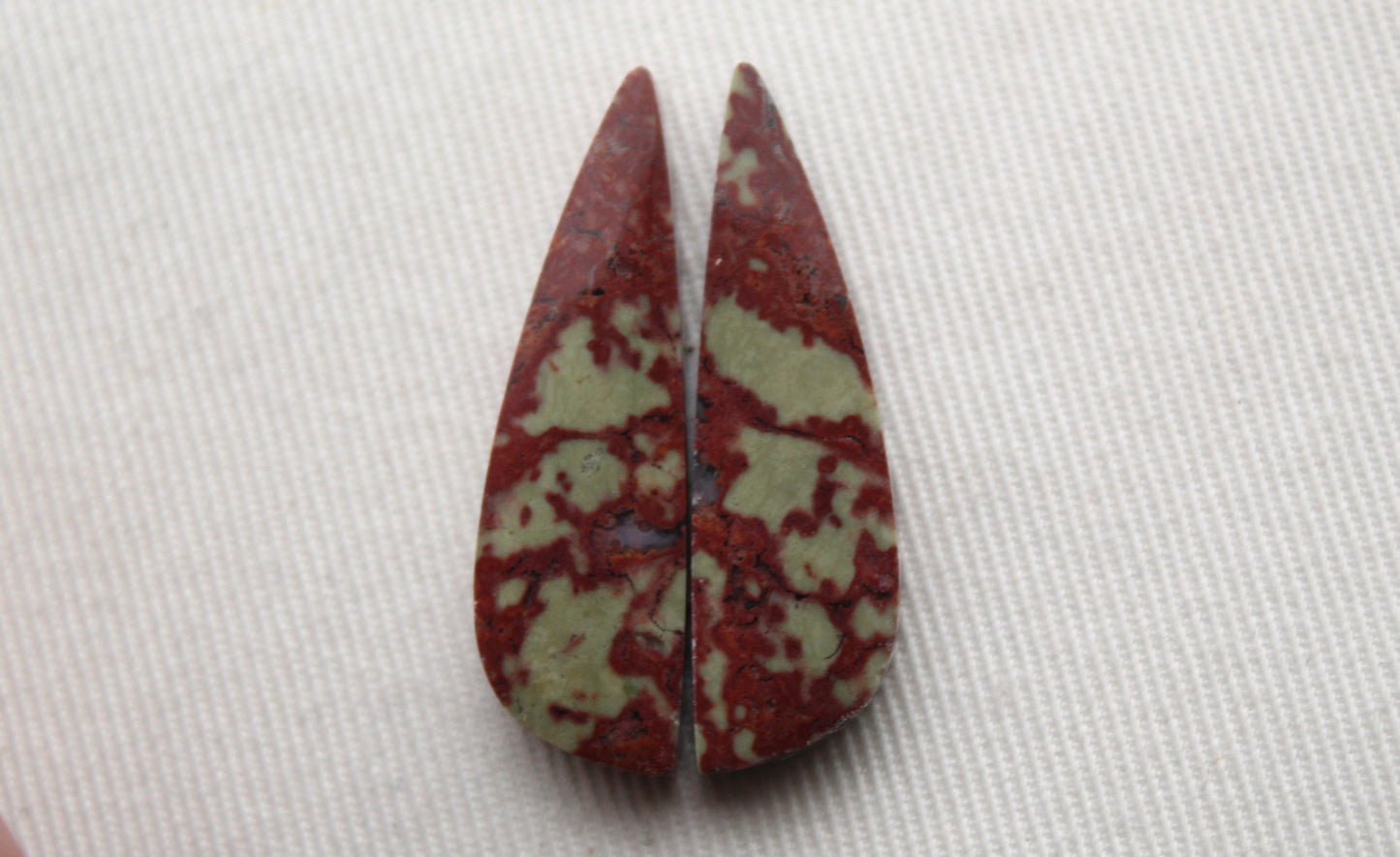 Pair of Red Fiber Jasper Cabochons