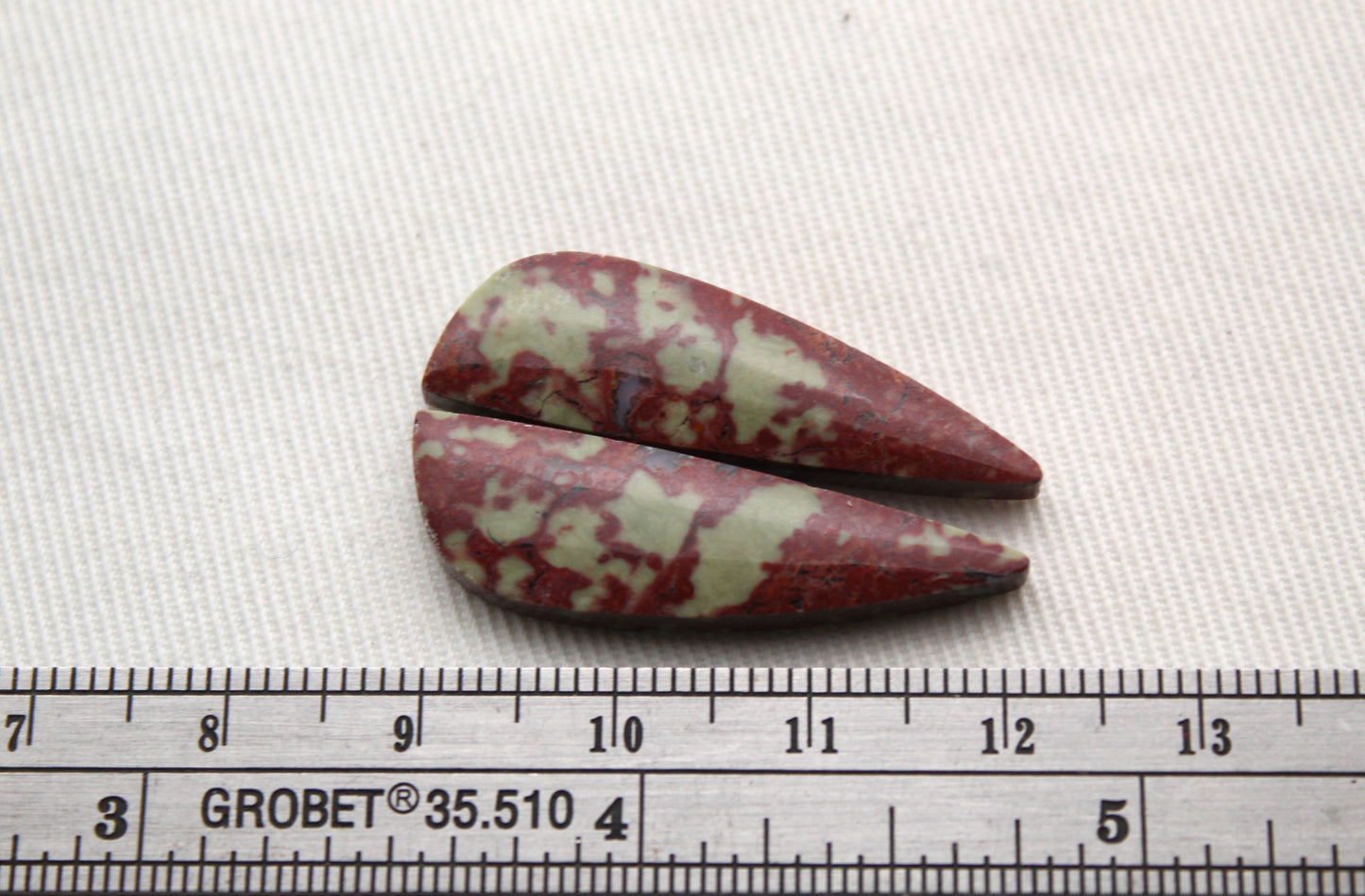 Pair of Red Fiber Jasper Cabochons