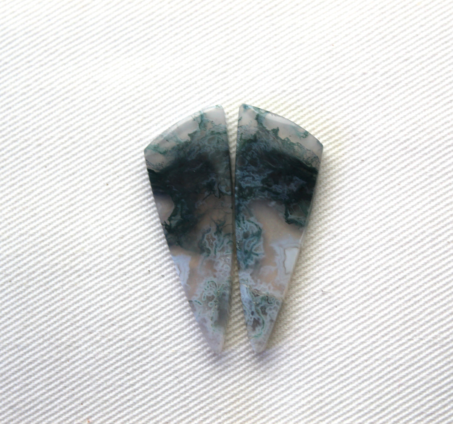 Pair of moss Agate Cabochons