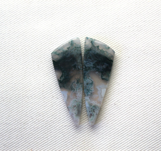 Pair of moss Agate Cabochons