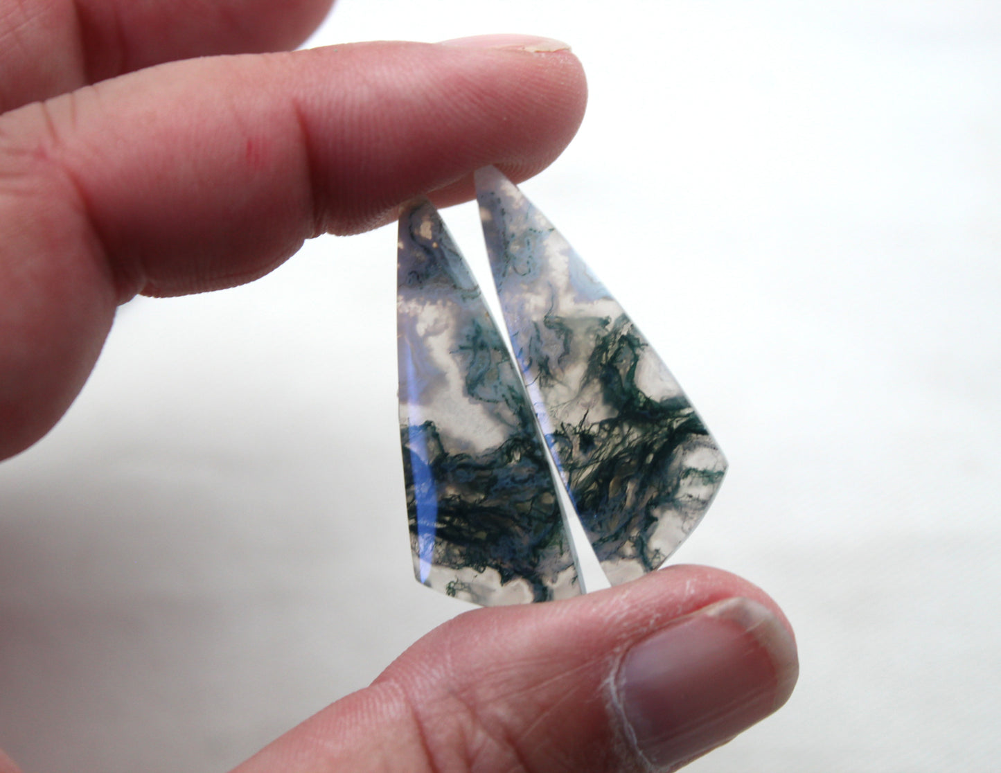 Pair of moss Agate Cabochons