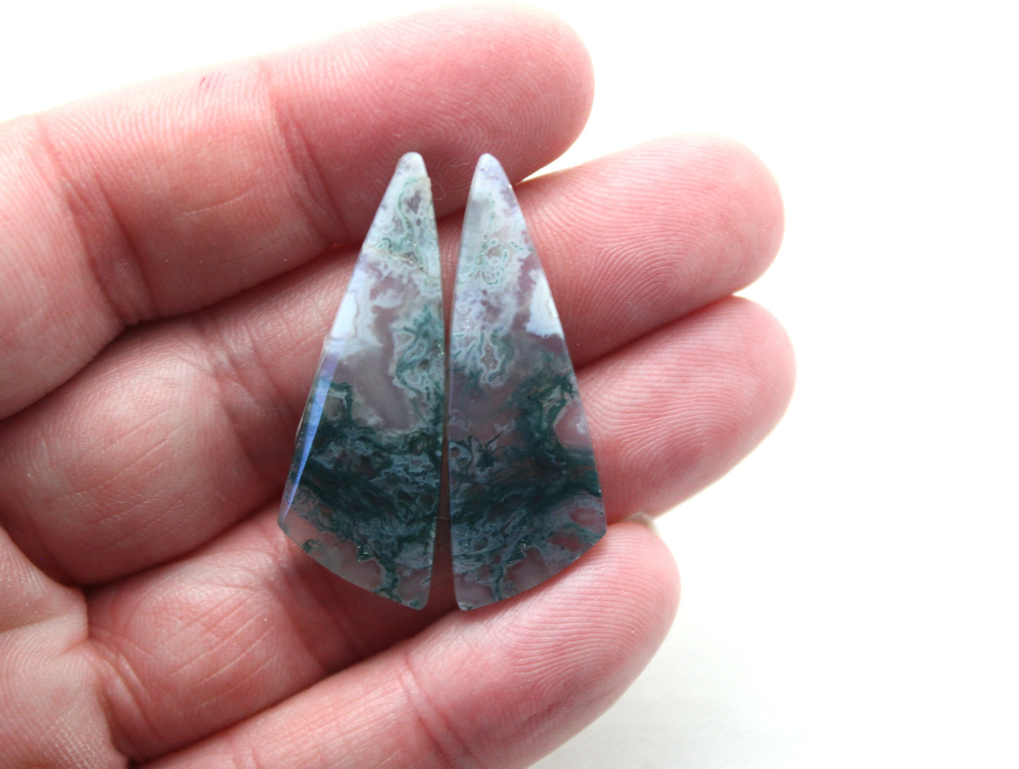 Pair of moss Agate Cabochons