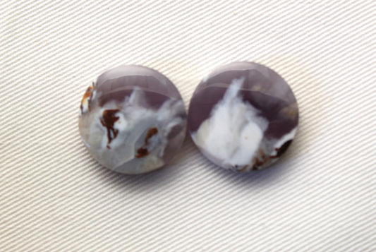 Nice Chalcedony cabochons Pair purple round