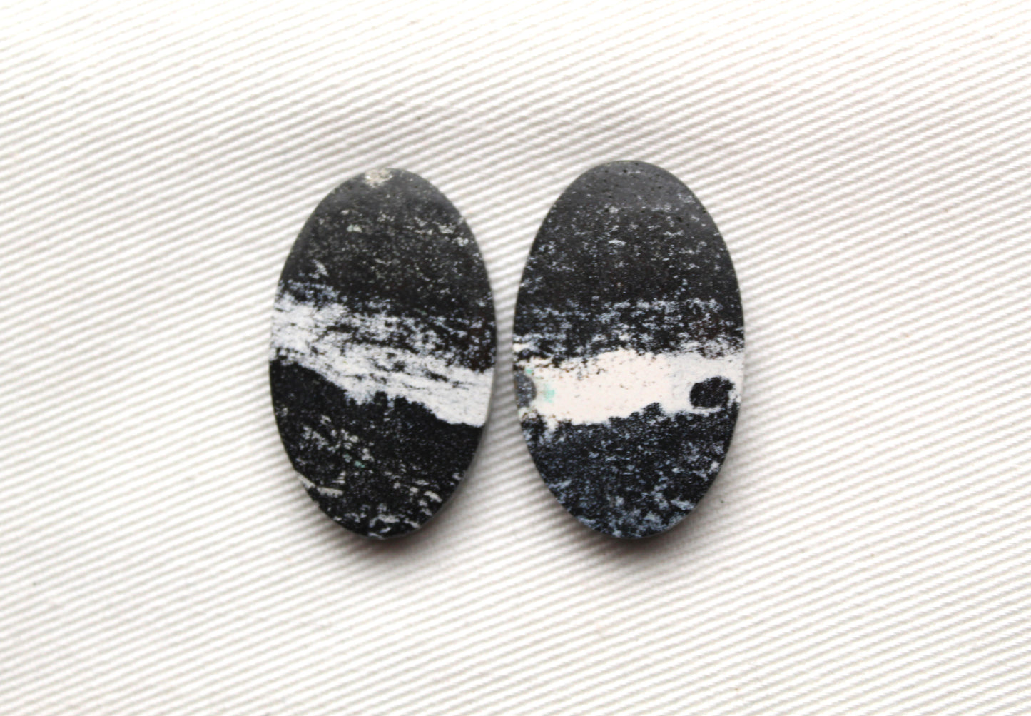 Pair of Petrified Wood Cabochons Oval