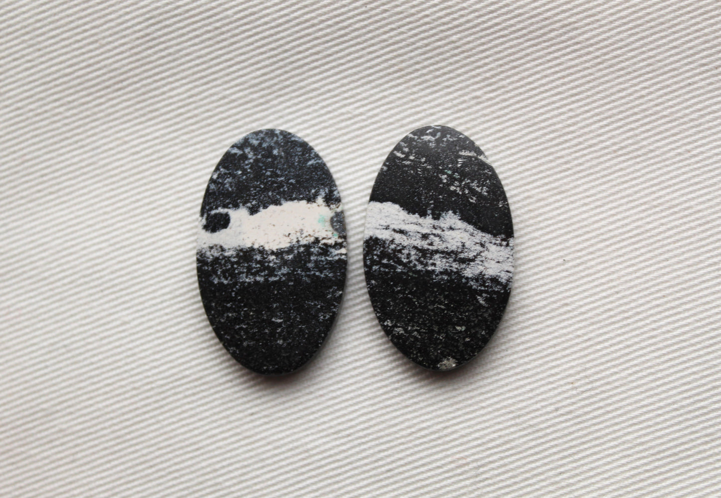 Pair of Petrified Wood Cabochons Oval