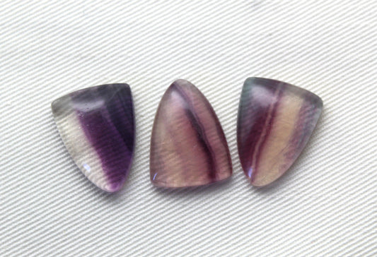 Lot of THREE shield Fluorite Cabochons 15X20 MM