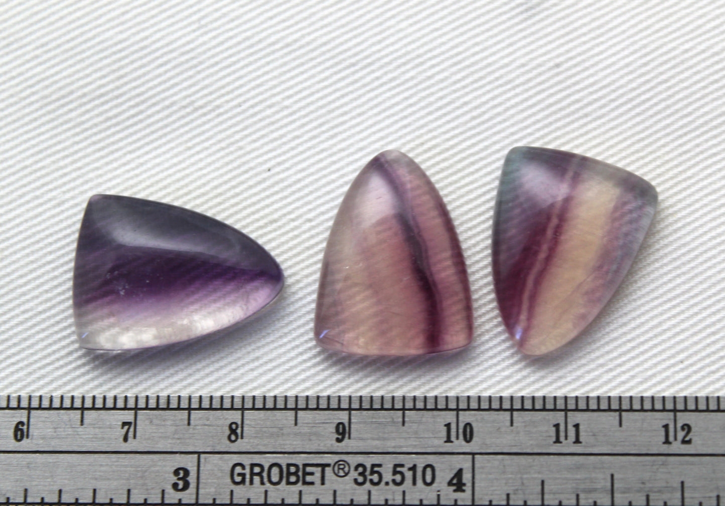 Lot of THREE shield Fluorite Cabochons 15X20 MM