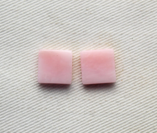 TWO Pink Opal Flat Square Cabochon Gemstone 10MM