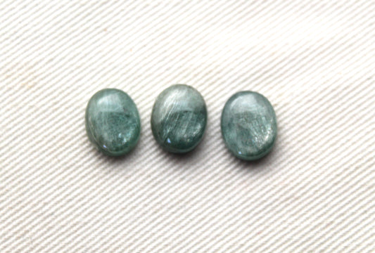 THREE Green Kyanite Cabochons oval 8x10MM gemstone - LAST ONES