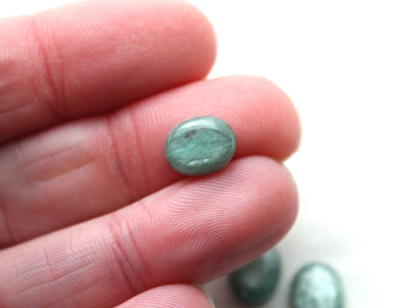 THREE Green Kyanite Cabochons oval 8x10MM gemstone - LAST ONES