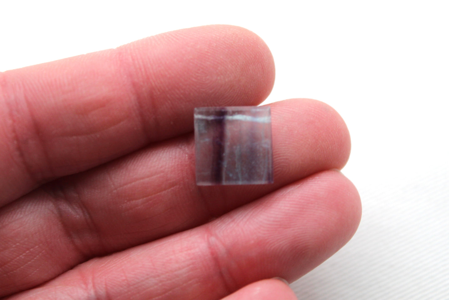 Lot of FOUR square FLAT Fluorite Cabochons 12MM